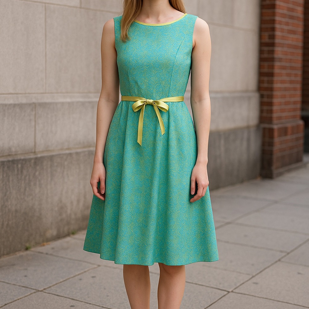 Positive Attitude Teal Dress with Yellow Accent